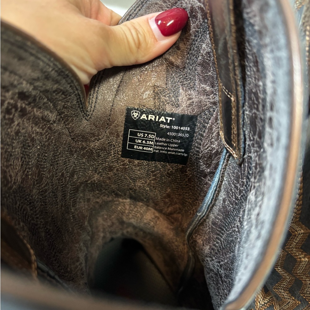 ARIAT Tycoon Square Toe Pull On Western Boot Brazen Brown, Size US 7.5D - Picture 7 of 8